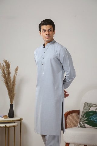 Sky Blue Wash & Wear Shalwar Kameez (2-Piece) - Image 10