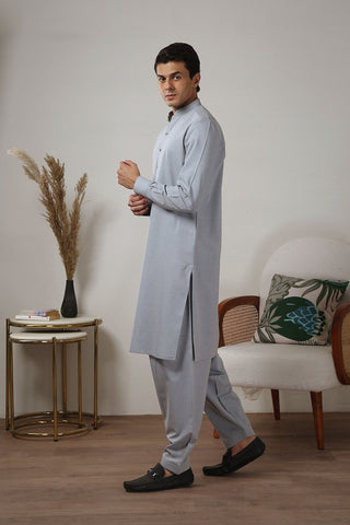 Sky Blue Wash & Wear Shalwar Kameez (2-Piece) - Image 11
