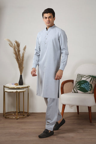 Sky Blue Wash & Wear Shalwar Kameez (2-Piece) - Image 9