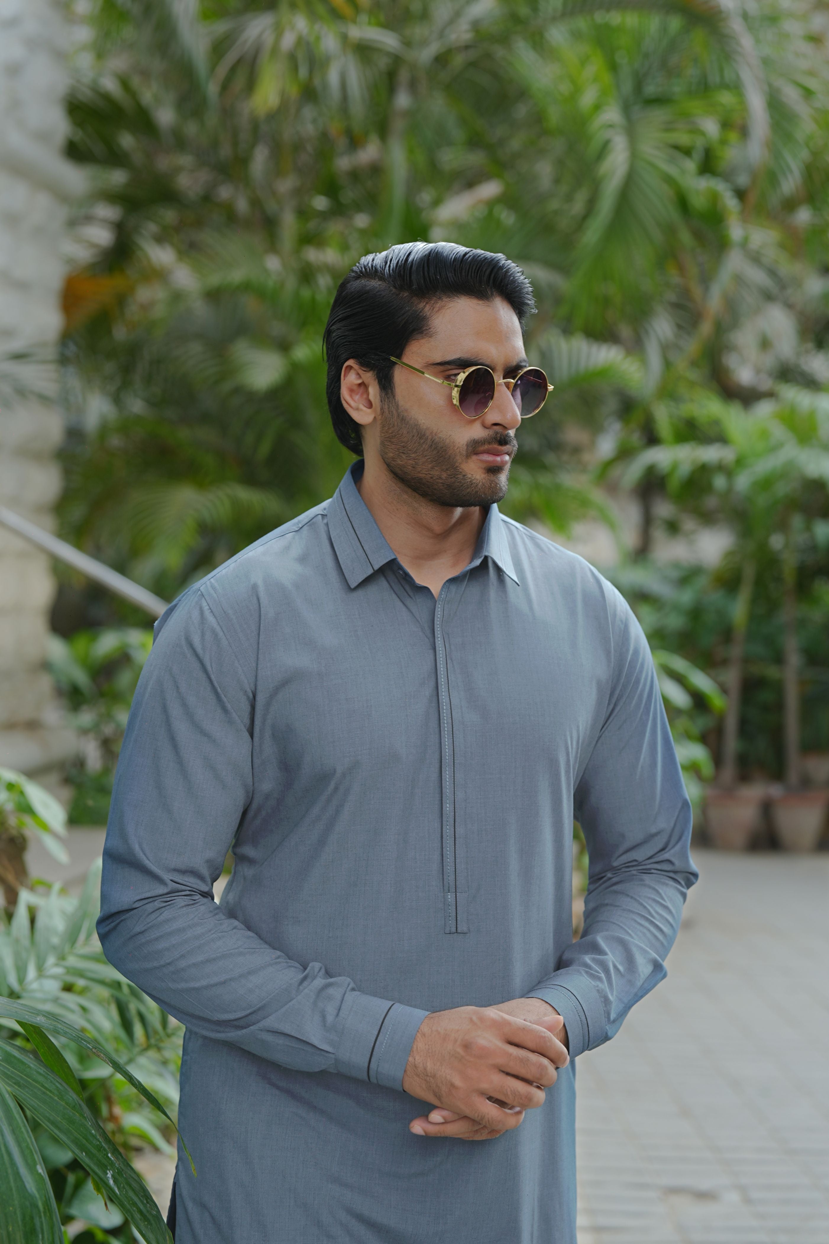 Denim Blue Wash & Wear Shalwar Kameez (2-Piece) - Image 2