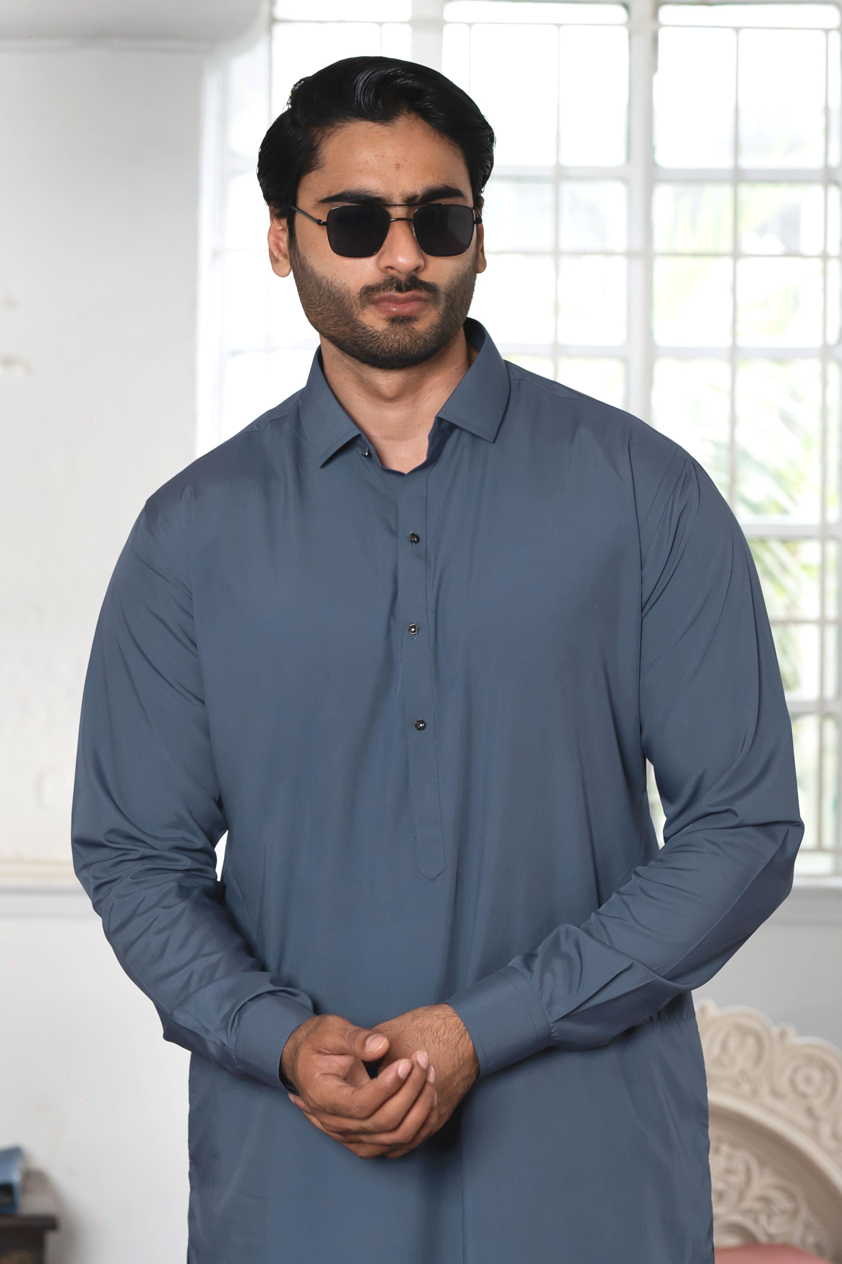 Indigo Wash & Wear Shalwar Kameez (2-Piece) - Image 2