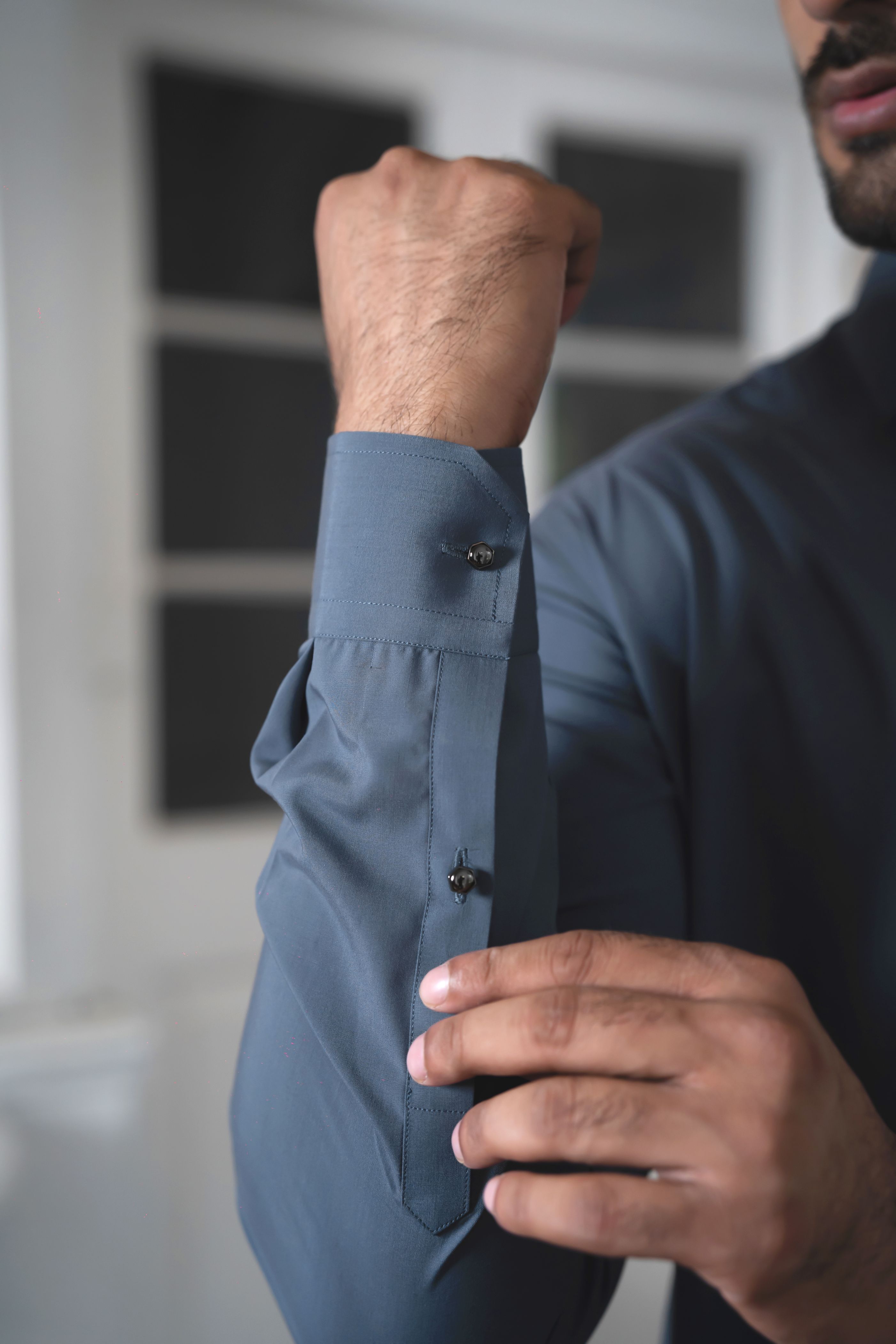 Indigo Wash & Wear Shalwar Kameez (2-Piece) - Image 3