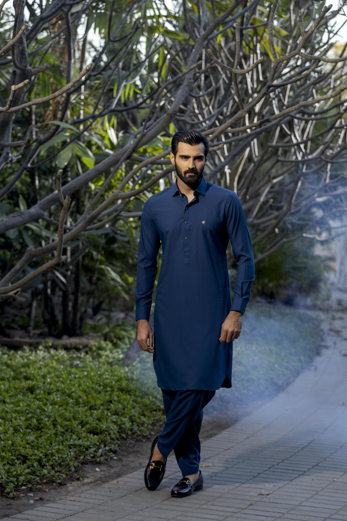 Teal Blue Embroidered Wash n Wear Shalwar Kameez (2-Piece) - Image 1