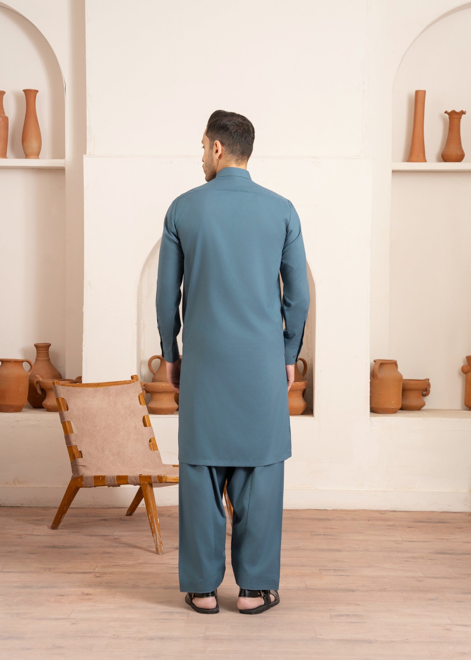 Ice Blue Wash & Wear Shalwar Kameez (2-Piece) - Image 2