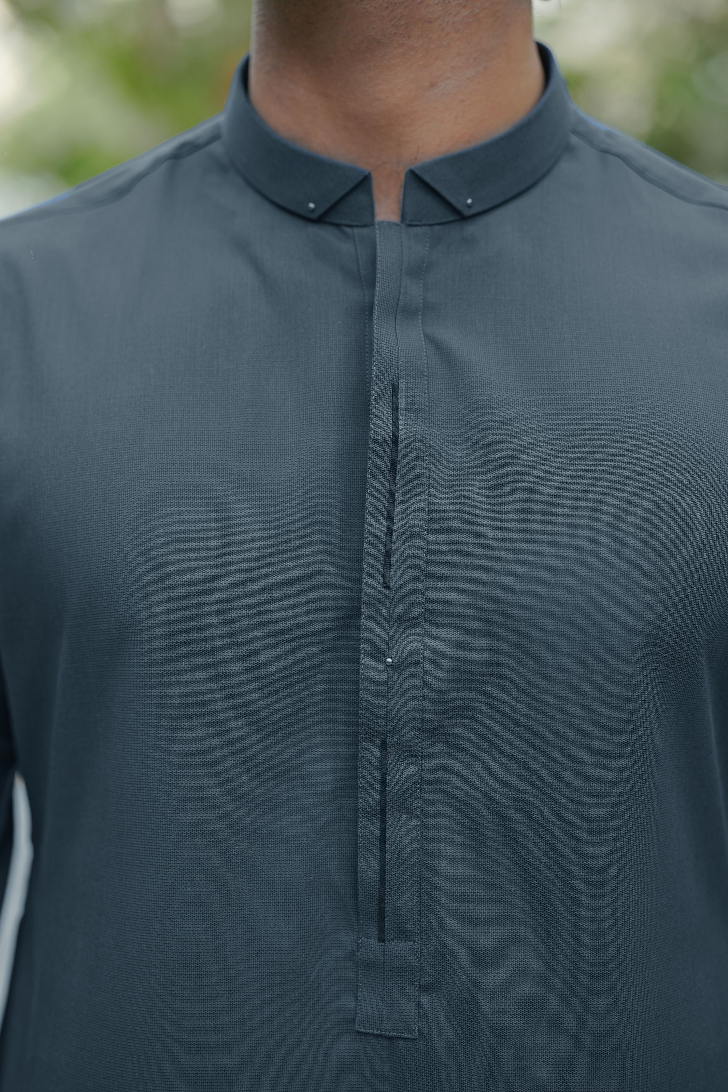 Turk Blue Stud-Accented Wash & Wear Shalwar Kameez (2-Piece) - Image 4