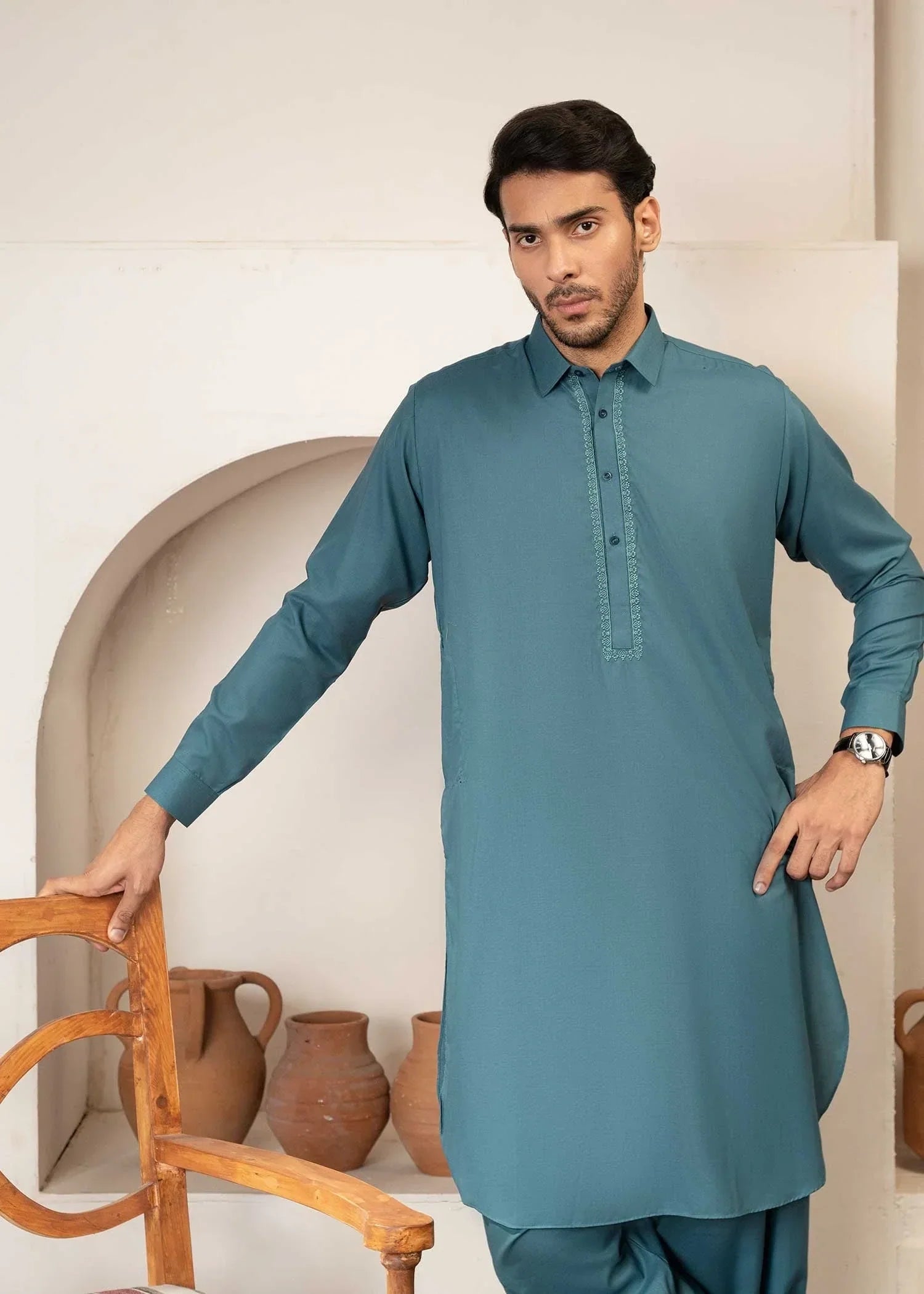 Aqua Wash & Wear Pathani Suit (2-Piece) - Image 4
