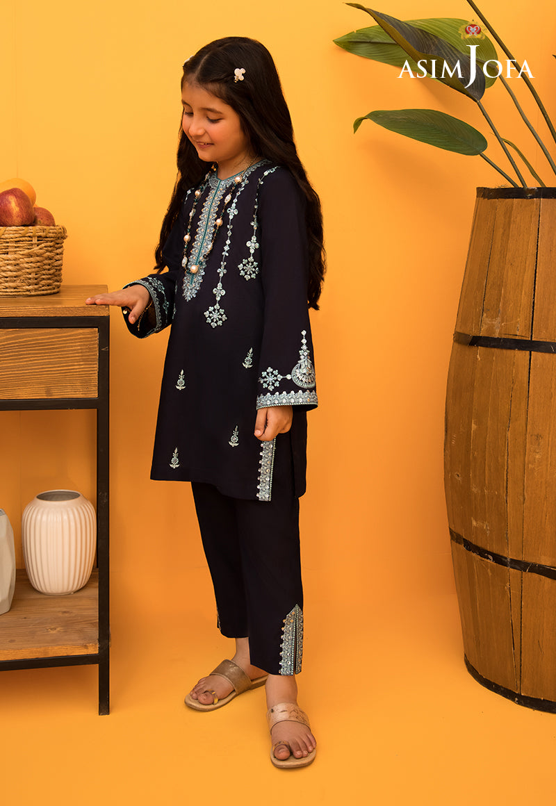 Pakistani Midnight Blue Embroidered Cambric 2-Piece Suit - Image 1