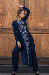 Midnight Blue Sequin Chiffon Salwar Kameez (2-Piece) - Image 5