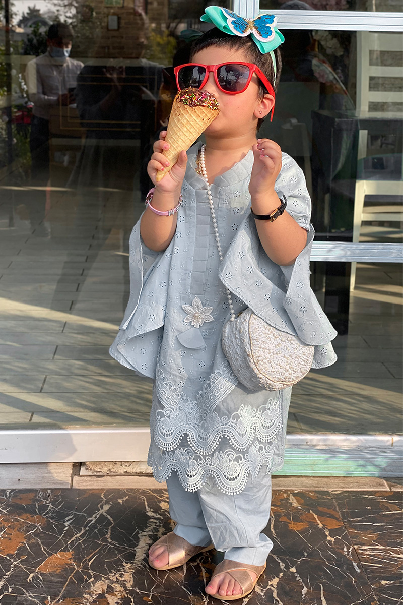 Soft Blue Chikan Embroidered Salwar Kameez (3-Piece) - Image 7