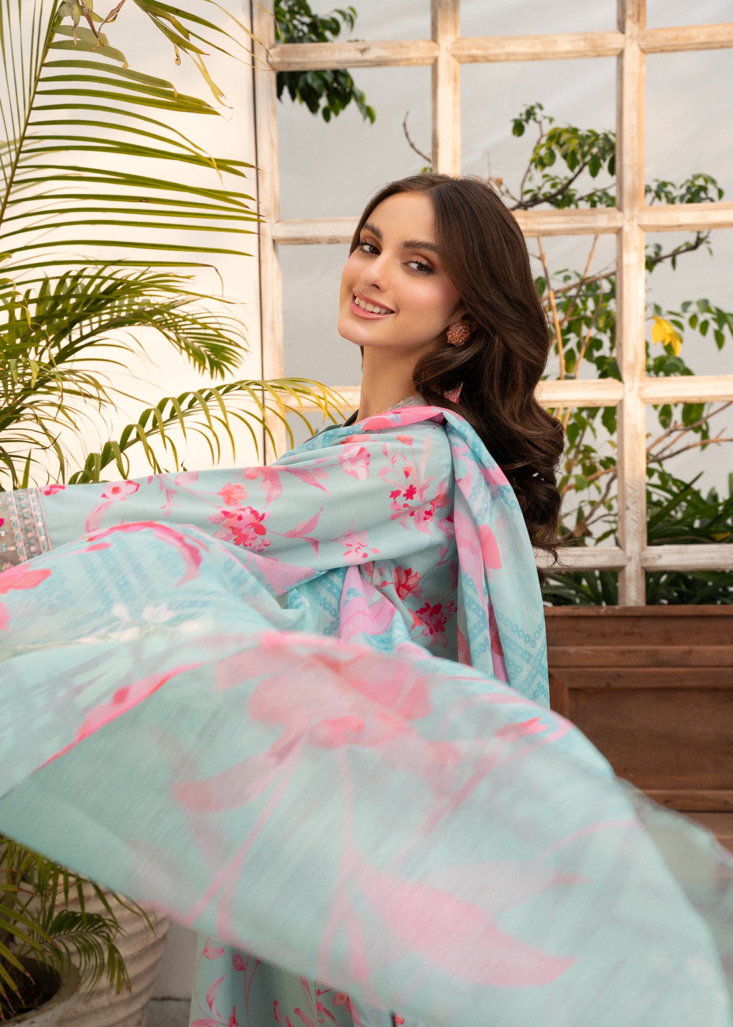 Sky Blue Embroidered Cotton Kurta Set (3-Piece) - Image 5