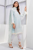 Starlight Blue Hand-Embroidered Cotton Salwar Kameez (3-Piece) - Image 2