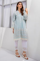 Starlight Blue Hand-Embroidered Cotton Salwar Kameez (3-Piece) - Image 3