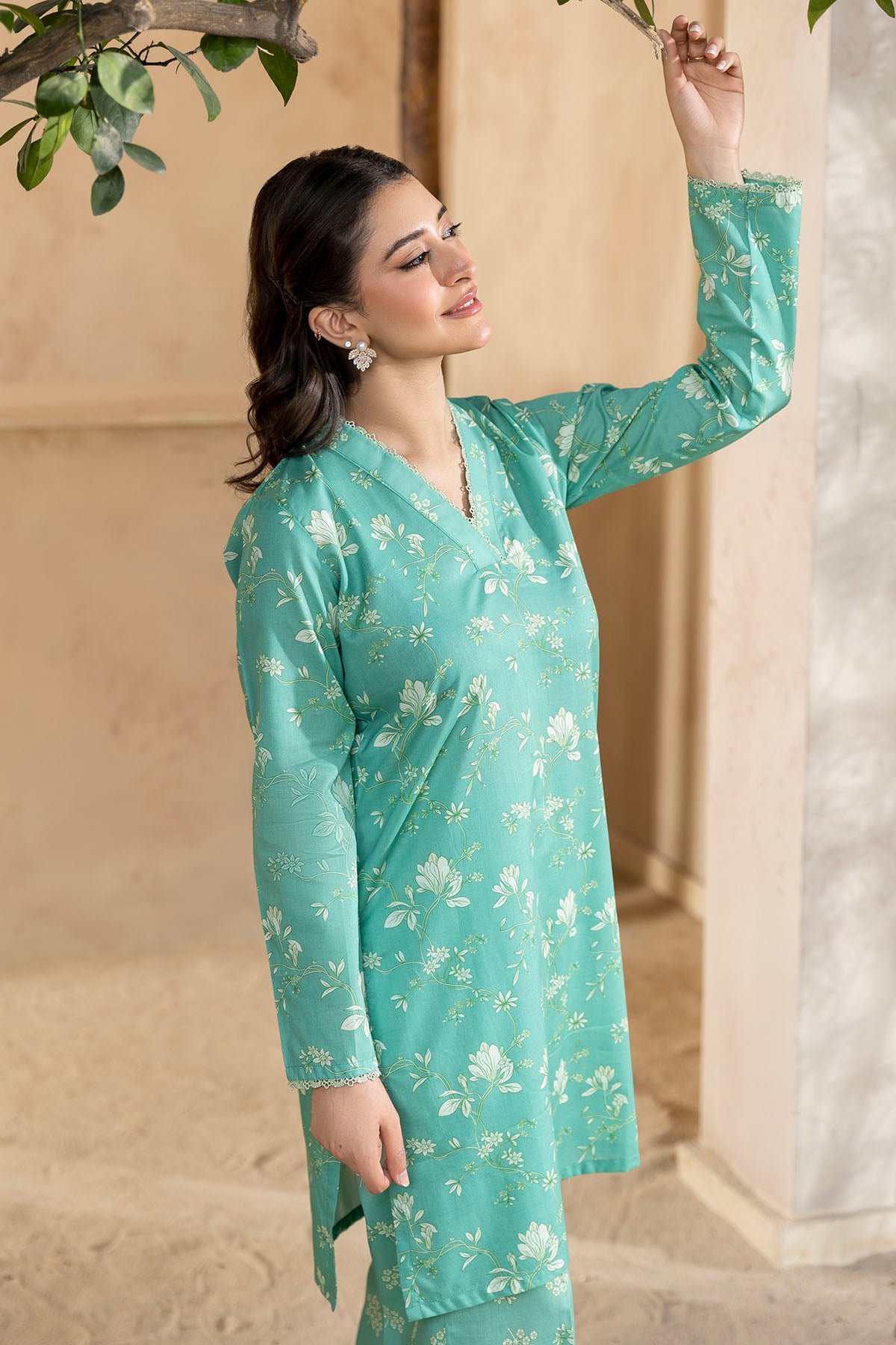 Pakistani Aqua Digital Printed Cotton Lawn Salwar Kameez (2-Piece) - Image 3