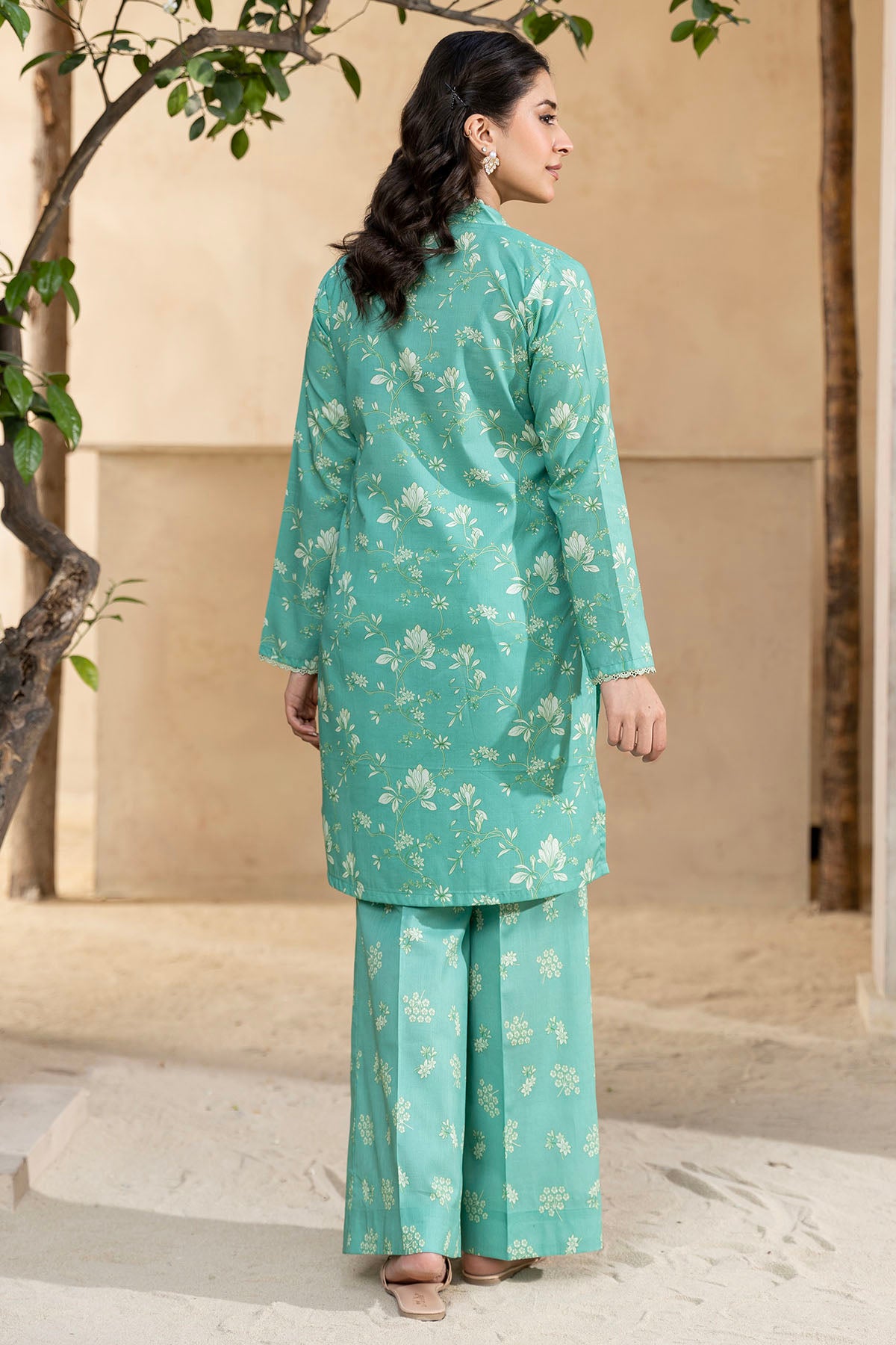 Pakistani Aqua Digital Printed Cotton Lawn Salwar Kameez (2-Piece) - Image 4