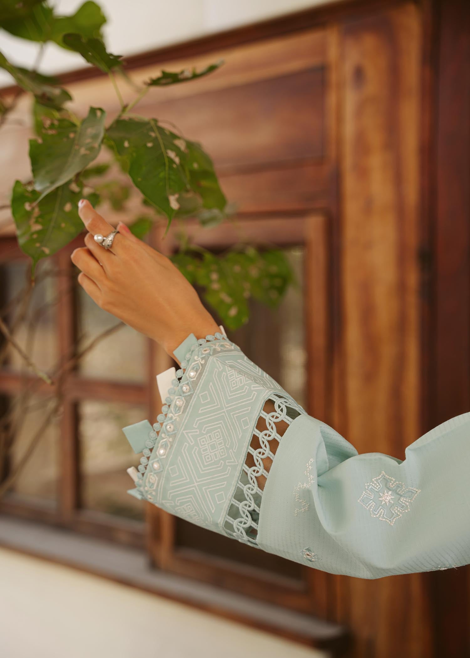 Sublime Blue Embroidered Cotton Lawn Salwar Kameez (3-Piece) - Image 2