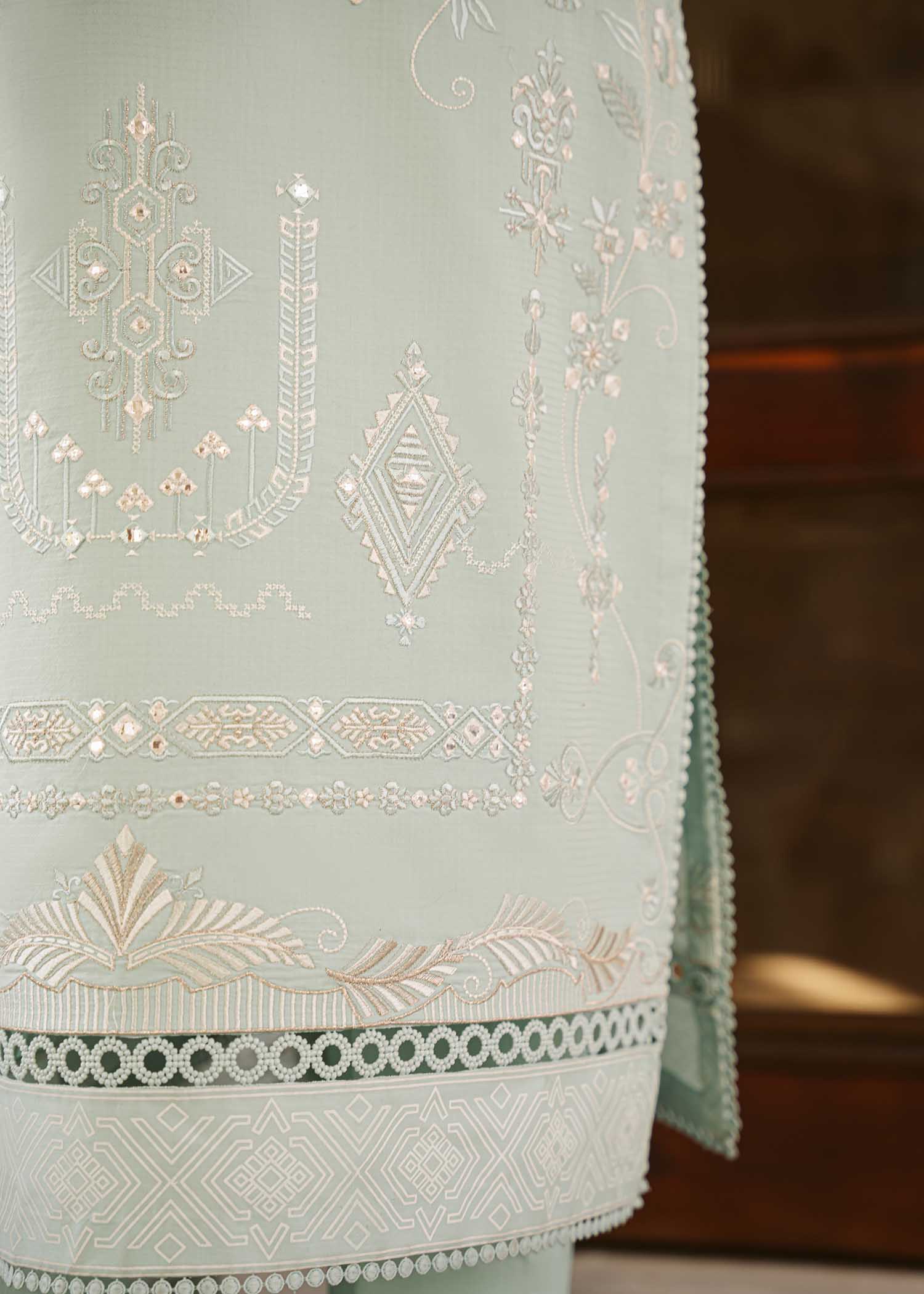 Sublime Blue Embroidered Cotton Lawn Salwar Kameez (3-Piece) - Image 3