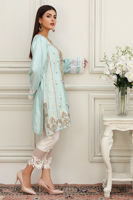 Aqua Anchor Embroidered Cotton Net Salwar Kameez (2-Piece) - Image 4