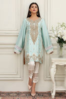 Aqua Anchor Embroidered Cotton Net Salwar Kameez (2-Piece) - Image 5