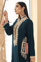 Teal-Blue Doriwork Cotton Net Kurta (2-Piece) - Image 5
