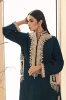 Teal-Blue Doriwork Cotton Net Kurta (2-Piece) - Image 6