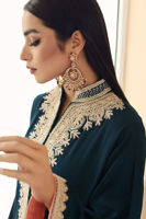 Teal-Blue Doriwork Cotton Net Kurta (2-Piece) - Image 8