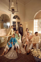 Cobalt Blue Embroidered Cotton Net Salwar Kameez (3-Piece) - Image 7