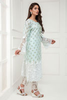 Pakistani Aqua Blue Embroidered Cotton Net Salwar Kameez (3-Piece) - Image 3