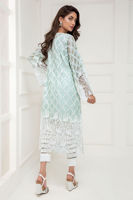 Pakistani Aqua Blue Embroidered Cotton Net Salwar Kameez (3-Piece) - Image 4