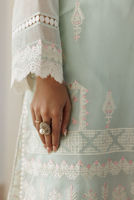 Ice Blue Embroidered Cotton Net Salwar Kameez (3-Piece) - Image 8
