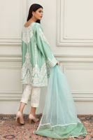 Aqua Embroidered Cotton Net Salwar Kameez (3-Piece) - Image 4