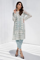Crystal Blue Embroidered Cotton Net Salwar Kameez (3-Piece) - Image 2