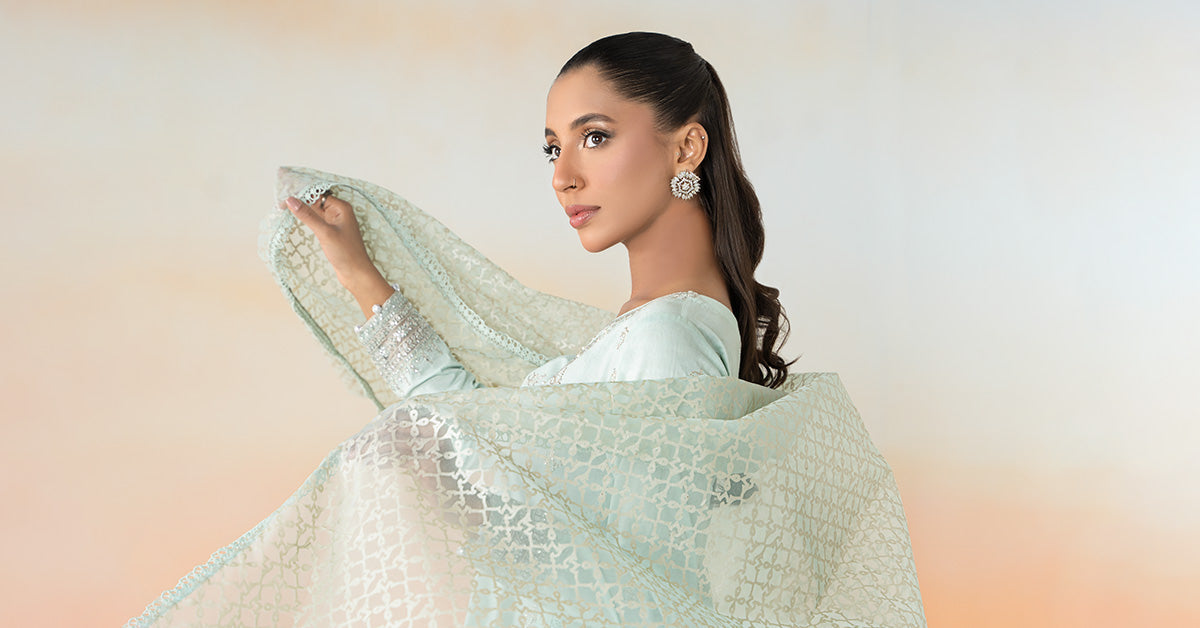 Sky Blue Embroidered Dobby Lawn Salwar Kameez (3-Piece) - Image 8