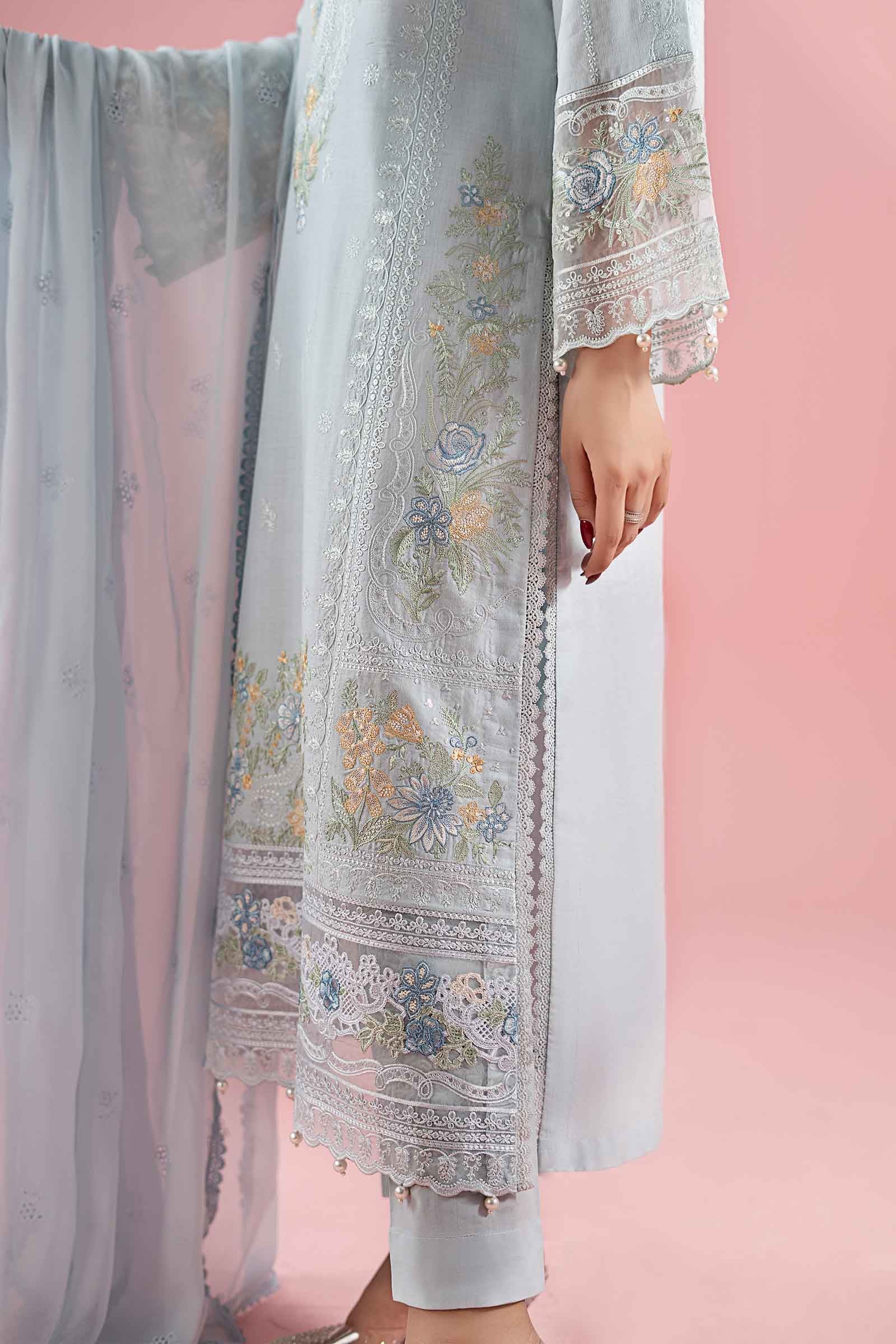 Pastel Blue Embroidered Dobby 3-Piece Suit - Image 8