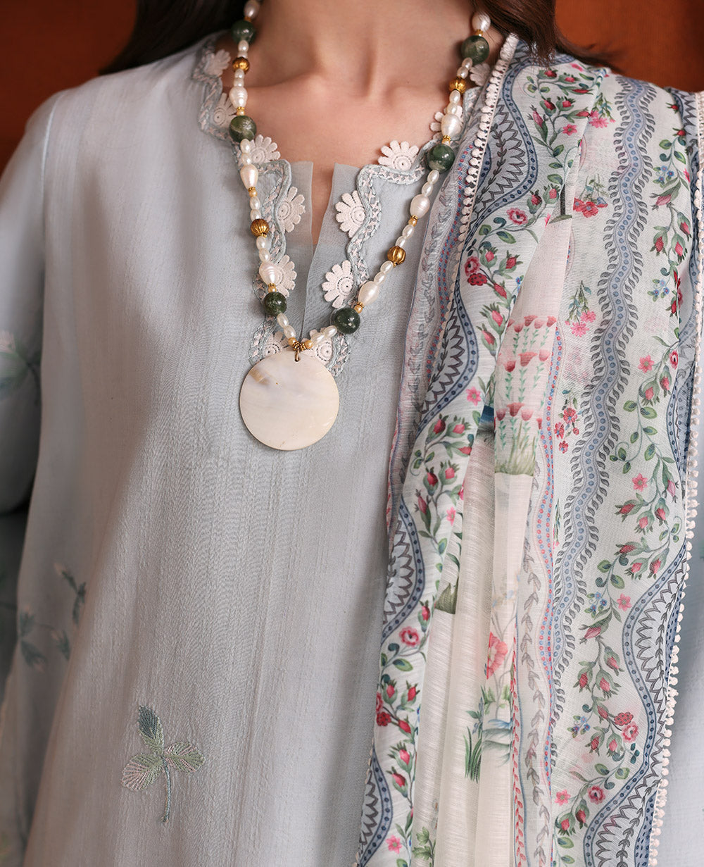 Powder Blue Embroidered Dobby 3-Piece Suit - Image 4