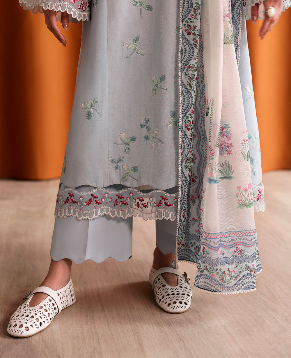 Powder Blue Embroidered Dobby 3-Piece Suit - Image 5