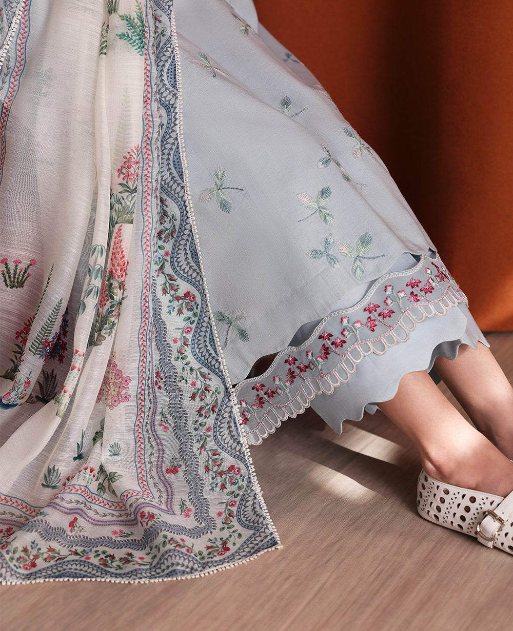 Powder Blue Embroidered Dobby 3-Piece Suit - Image 6