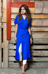 Azure Blue Georgette Chiffon Shirt Dress (2-Piece) - Image 2