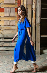 Azure Blue Georgette Chiffon Shirt Dress (2-Piece) - Image 5