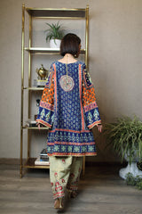Blue Block Printed Grip Salwar Kameez (3-Piece) - Image 3