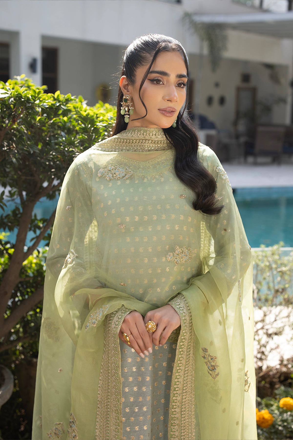 Blue J-Card Karandi Kurta Set (3-Piece) - Image 6