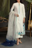 Pakistani Ice Blue Appliqué Embroidered Khaadi Silk Salwar Kameez (3-Piece) - Image 2
