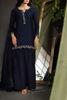 Dark Blue Hand-Embellished Khaadi Silk Salwar Kameez (3-Piece) - Image 2