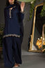 Dark Blue Hand-Embellished Khaadi Silk Salwar Kameez (3-Piece) - Image 3