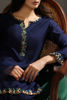 Dark Blue Hand-Embellished Khaadi Silk Salwar Kameez (3-Piece) - Image 8