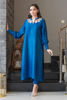 Pakistani Dark Blue Swarovski Pearl Silk Salwar Kameez (2-Piece) - Image 2