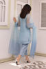 Pakistani Powder Blue Embroidered Korean Silk Salwar Kameez (3-Piece) - Image 4