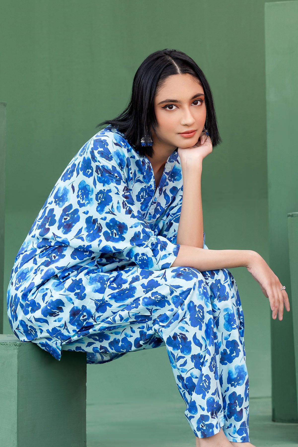 Blue Digital Printed Lawn Salwar Kameez (2-Piece) - Image 2