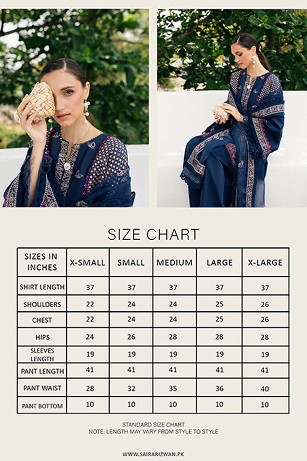 Royal Blue Embroidered Lawn & Organza Kurta Set (3-Piece) - Image 8