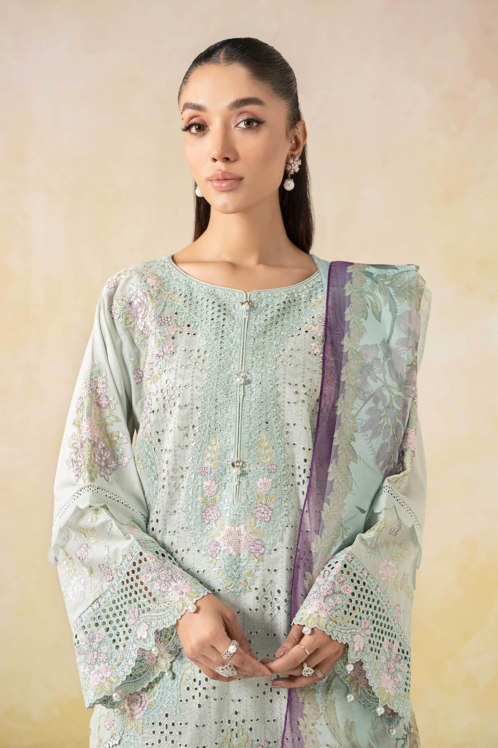 Sky Blue Embroidered Lawn 3-Piece Suit - Image 4