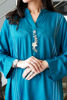 Blue Pearl & Shell Linen Salwar Kameez (2-Piece) - Image 5